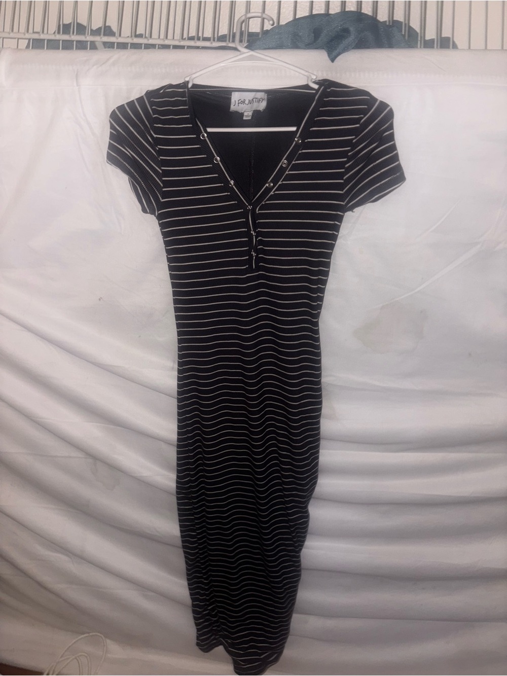 J for Justify Black & White Striped Maxi Dress